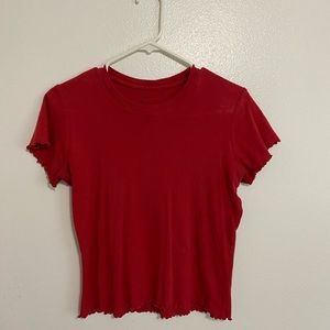 Red lettuce edge t-shirt